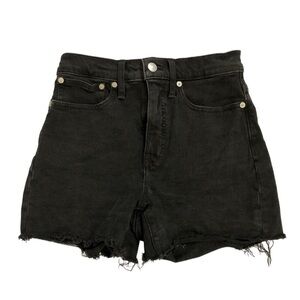 Madewell Women’s High Rise 5 Pocket Fray Hem Black Denim Shorts Size 24